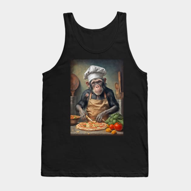 Chimpanzee Pizza Chef Card Tank Top by candiscamera